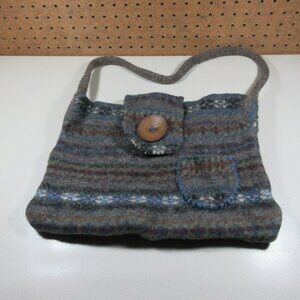 Unbranded womens colorful striped Wool button purse 11 x 15